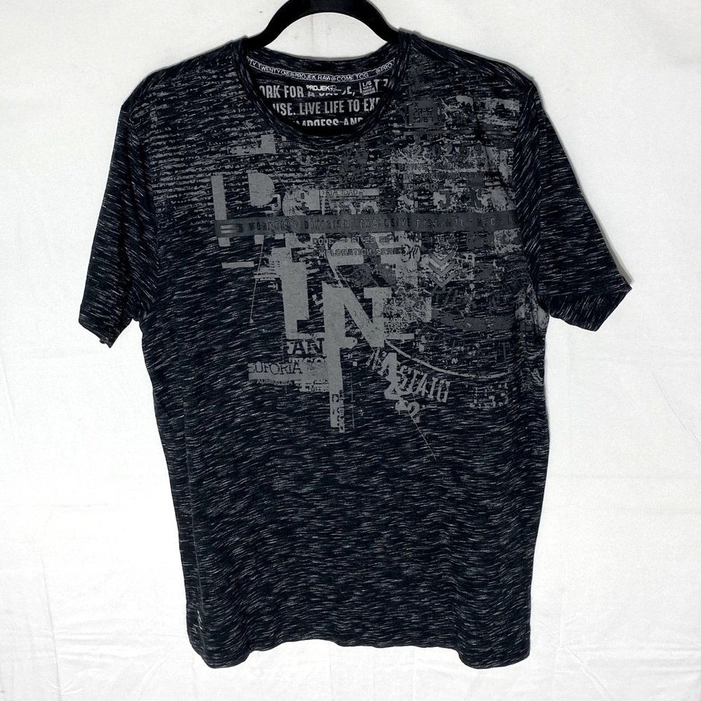 Vintage Y2K Projek Raw Black Graphic Tee T Shirt L